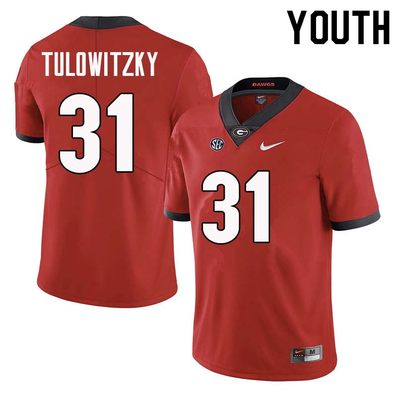 Youth Georgia Bulldogs #31 Reid Tulowitzky College Football Jerseys Sale-Red - Click Image to Close